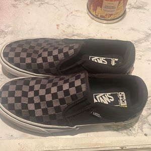 Black and grey checkered vans! Worn once!